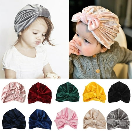 Newborn Baby Soft Velvet Winter Hat Bohemia Style Head Wrap Turban Cap
