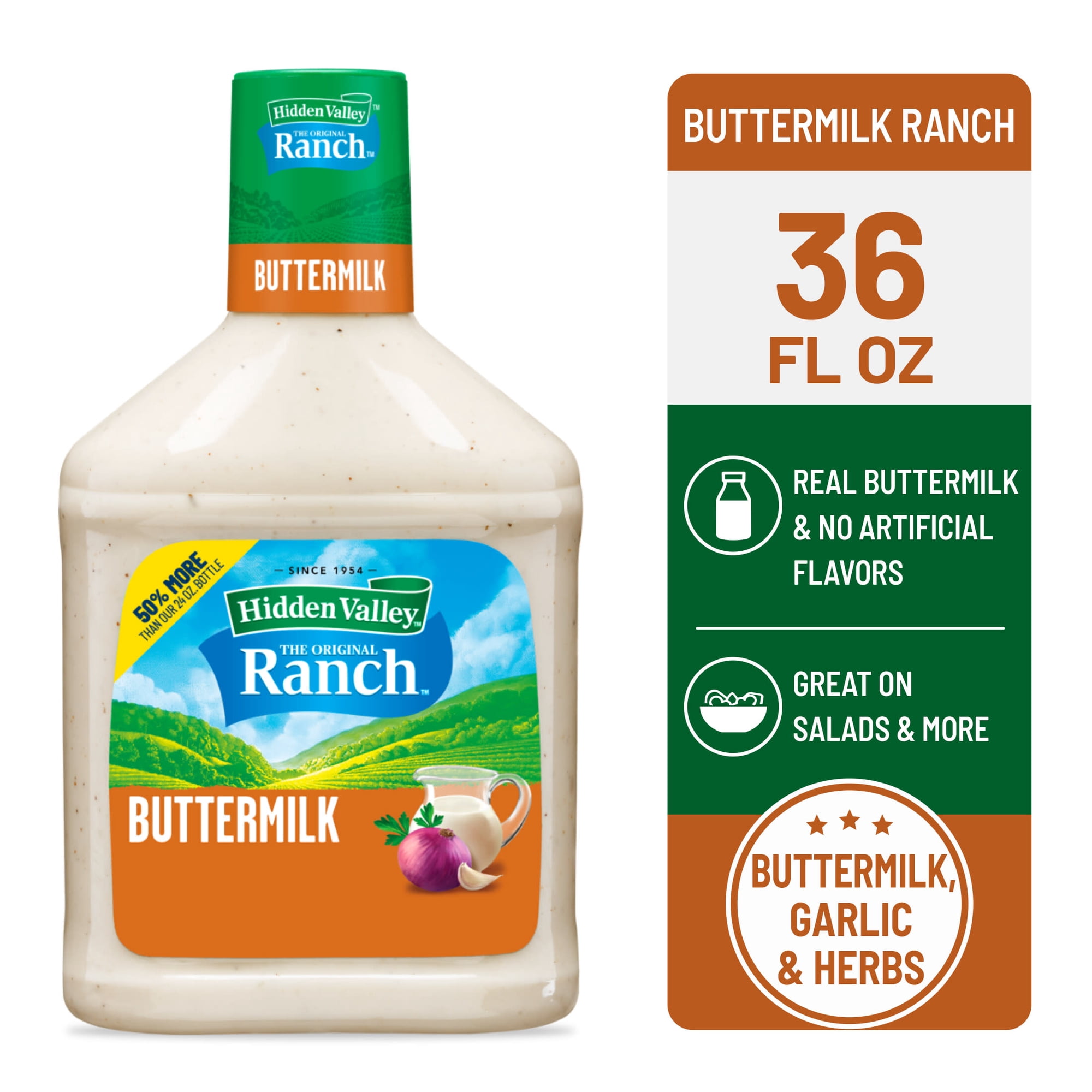Hidden Valley Buttermilk Ranch Salad Dressing & Condiment, 36 fl oz Squeeze Bottle
