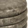 thumbnail image 2 of Zentique 20.5" Gray Distressed Finish Upholstered Cylindrical Ottoman, 2 of 2