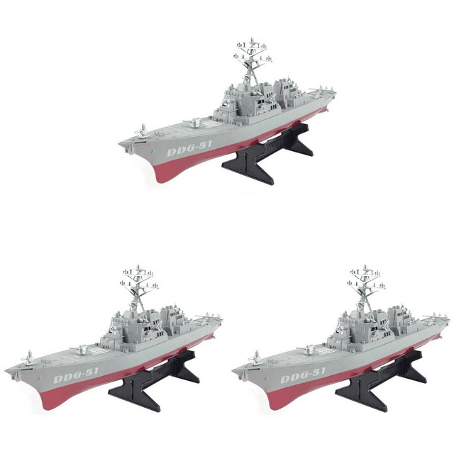 3X Guided Missile Ship Model Static Toys with Display Stand Warship Model DIY Educational Toys,3 x Destroyer model,Gray Red
