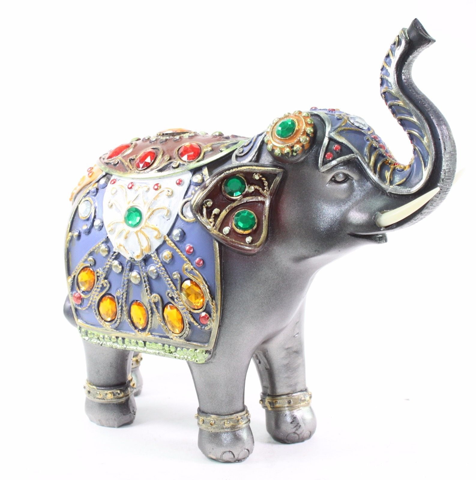 5.5" Elephant Imitation Stone Figurine Gray Luck Wealth Feng Shui Art Home Decor 
