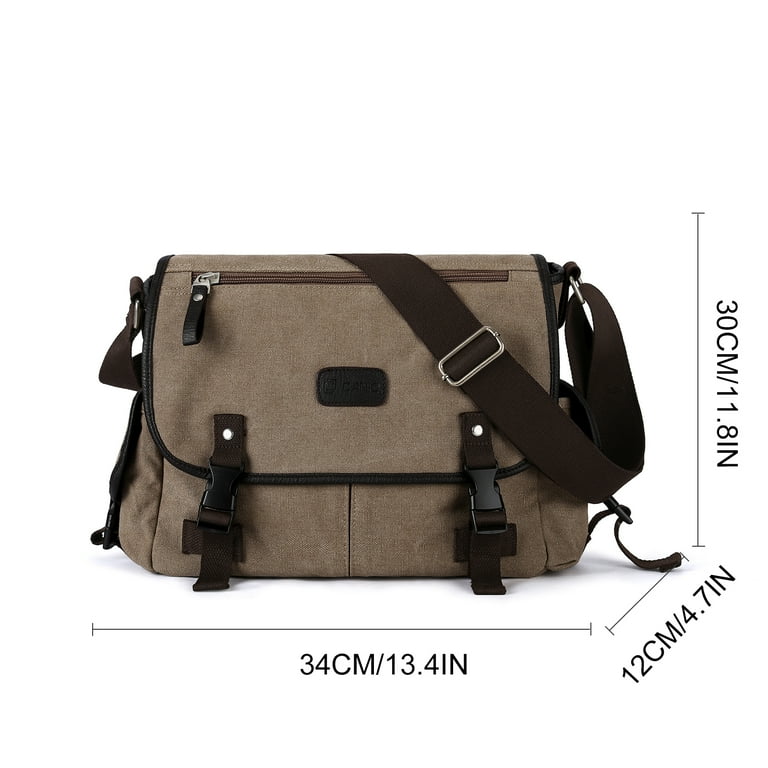 Men Canvas Messenger Shoulder Crossbody School Bag Satchel Buckle Large  Capacity