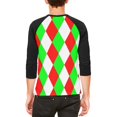 thumbnail image 2 of Christmas Jester Harlequin Costume Mens Raglan T Shirt White-Black LG, 2 of 2