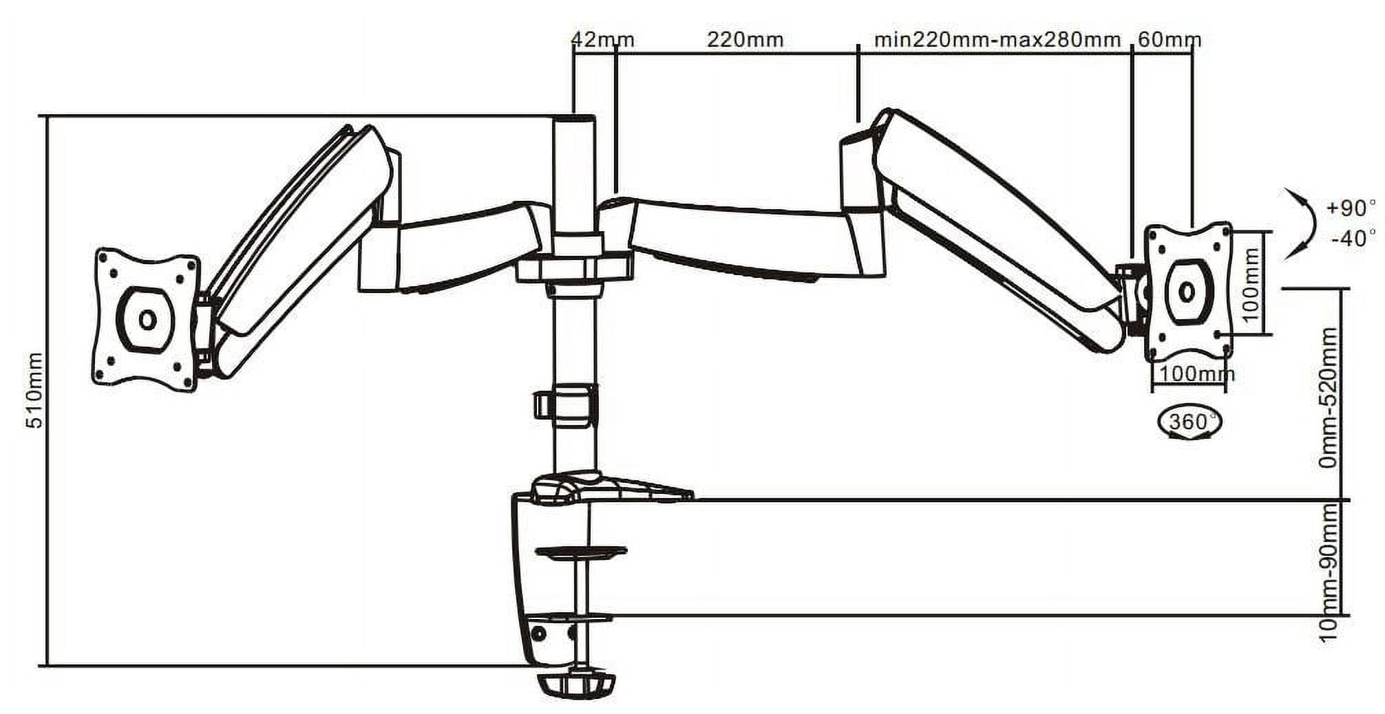 Dual Arm TV LCD Monitor Desk Mount Bracket Articulating Swivel Gas Spring
