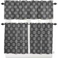 thumbnail image 2 of Kitchen Curtains Set, Black Grey Kitchen Curtains and Valances Set, Morocco Modern Geometric Ethnic Art Rod Pocket Tier Curtains 24 Inch Length for Cafe/Bedroom Windows, 2 of 6