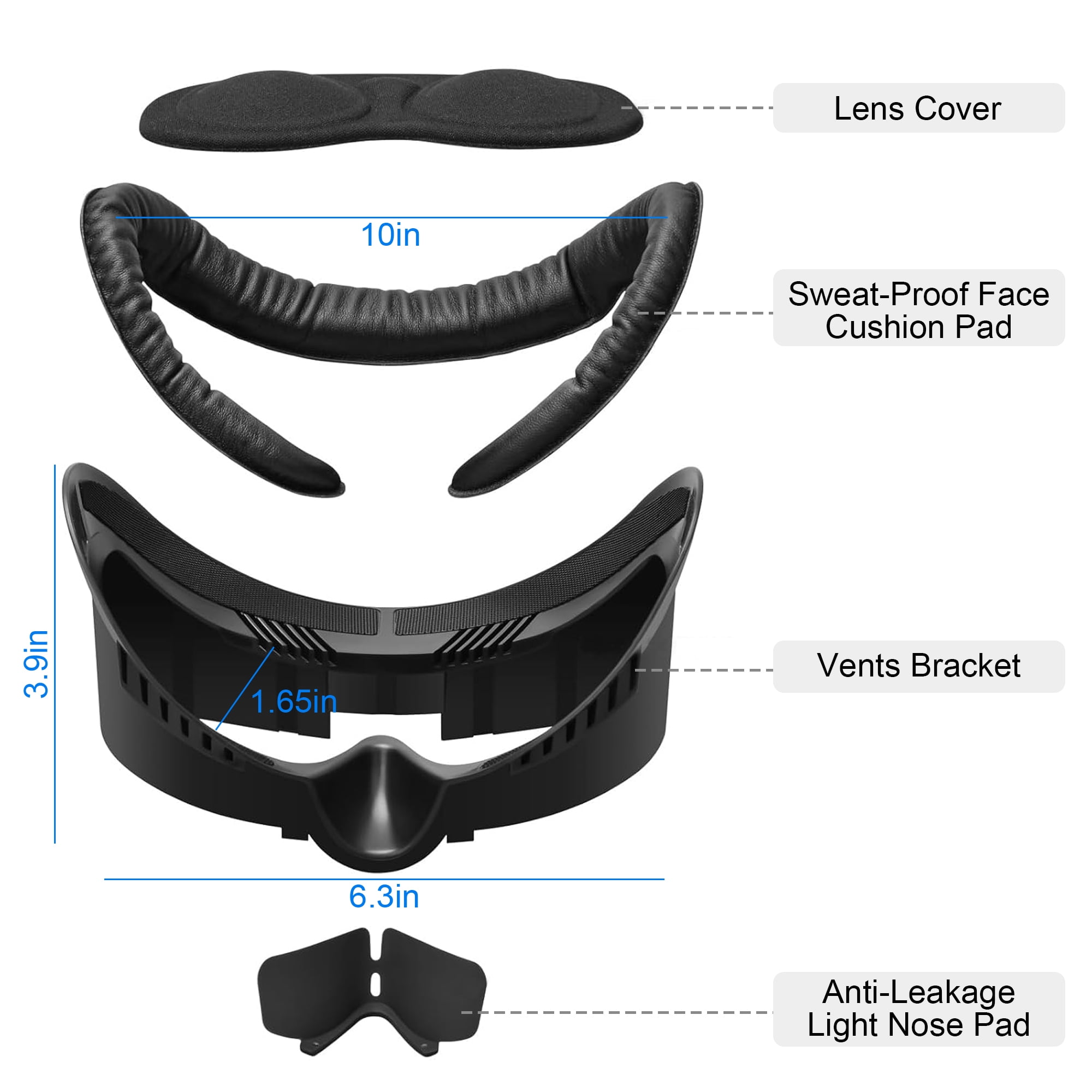 TSV Face Pad Replacement Fit for Meta/Oculus Quest 3 Accessories, Facial  Interface Bracket Face Cushion Cover with Anti-Leakage Nose Pad, Lens  Protector, Relieve Lens Fogging and Hot Air 