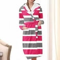 thumbnail image 2 of Kaemgyyd Fleece Robe for Women Soft Warm Color Block Midi Plush Bathrobe Fall Winter Comfy Pajamas Sleepwear with Pockets, 2 of 3
