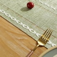 thumbnail image 4 of XINQIHANG Farmhouse Table Runner Rustic Style 13\u201c x 48\u201d, Braided Striped Linen Fall Table Runner 48 Inches Long with Tassels for Dining Room Kitchen Reading Dresser Décor,Green, 4 of 6