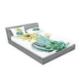 thumbnail image 2 of Ambesonne Flower Fitted Sheet & Pillow Sham Set, Plant Spikes Cactus, Full, Blue and White, 2 of 2