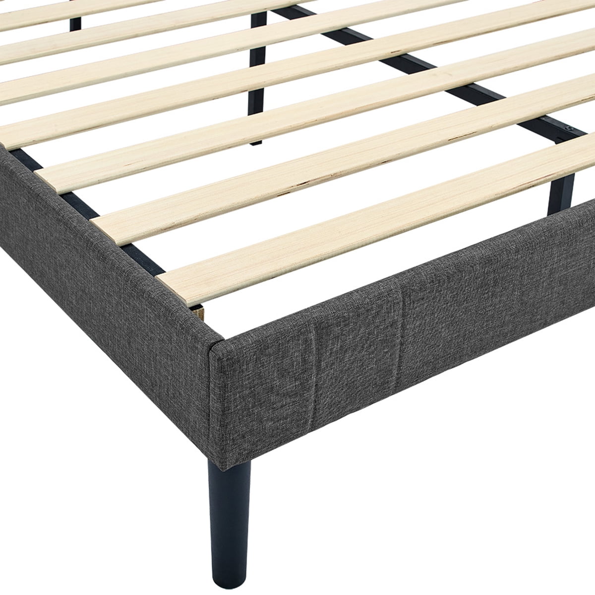 Gewnee KING Size Platform Bed Frame with Wood Slats & Center Support Leg,Under-Bed Clearance for Robot Vacuum,No Box Spring Needed.Gray