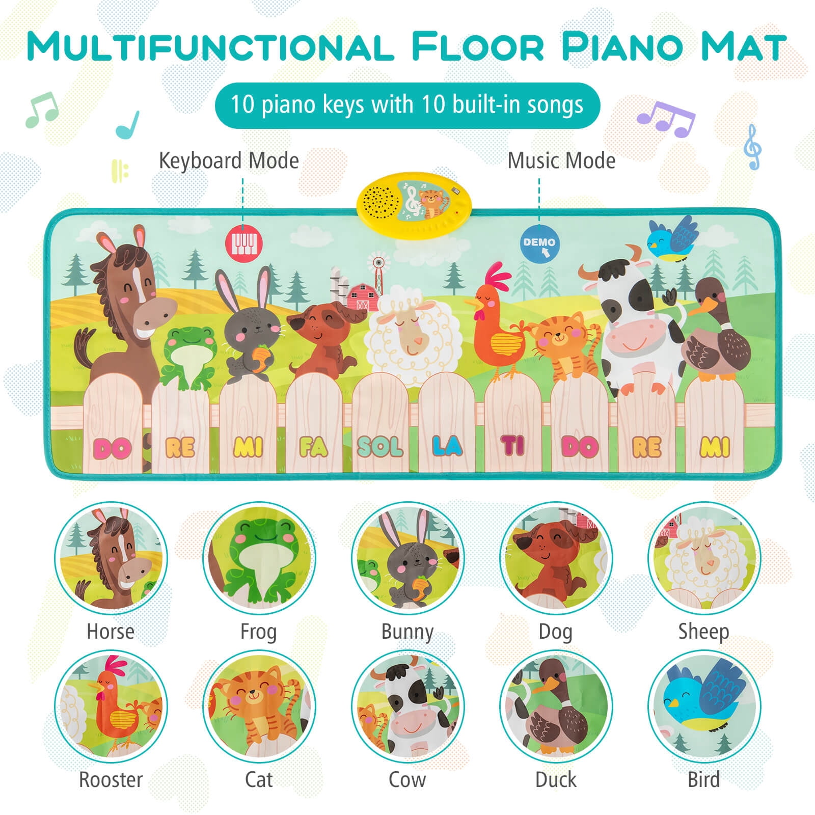 Costway Floor Piano Mat for Toddlers Baby Musical Touch Dancing Keyboard Play Mat Gift