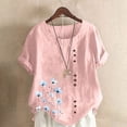 thumbnail image 2 of Sexlip Womens Swimsuit Set Small Floral Embroidery Cover Up Design Crew Neck Short Sleeve Asymmetric Hem Loose Silhouette Soft Fabric for Summer Water Activities Pink XL, 2 of 4