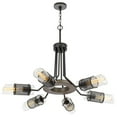 thumbnail image 2 of 60W X 6 Savona Pine Wood Metal Chandelier With Double Layer Glass Metal Mesh Shade. (Edison Bulbs Not Included), Wood -, 2 of 3