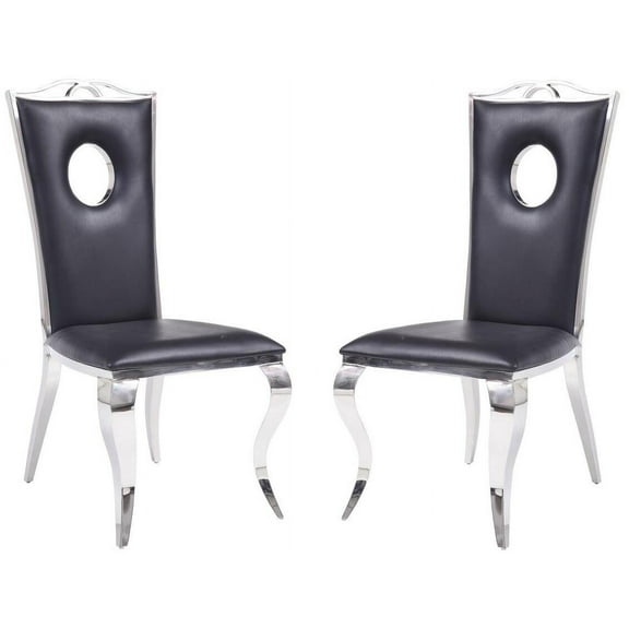 Modern Design 2pcs Dining Accent Side Chairs Upholster Gray Color Fabric & Stainless Steel Legs Dining Room Furniture