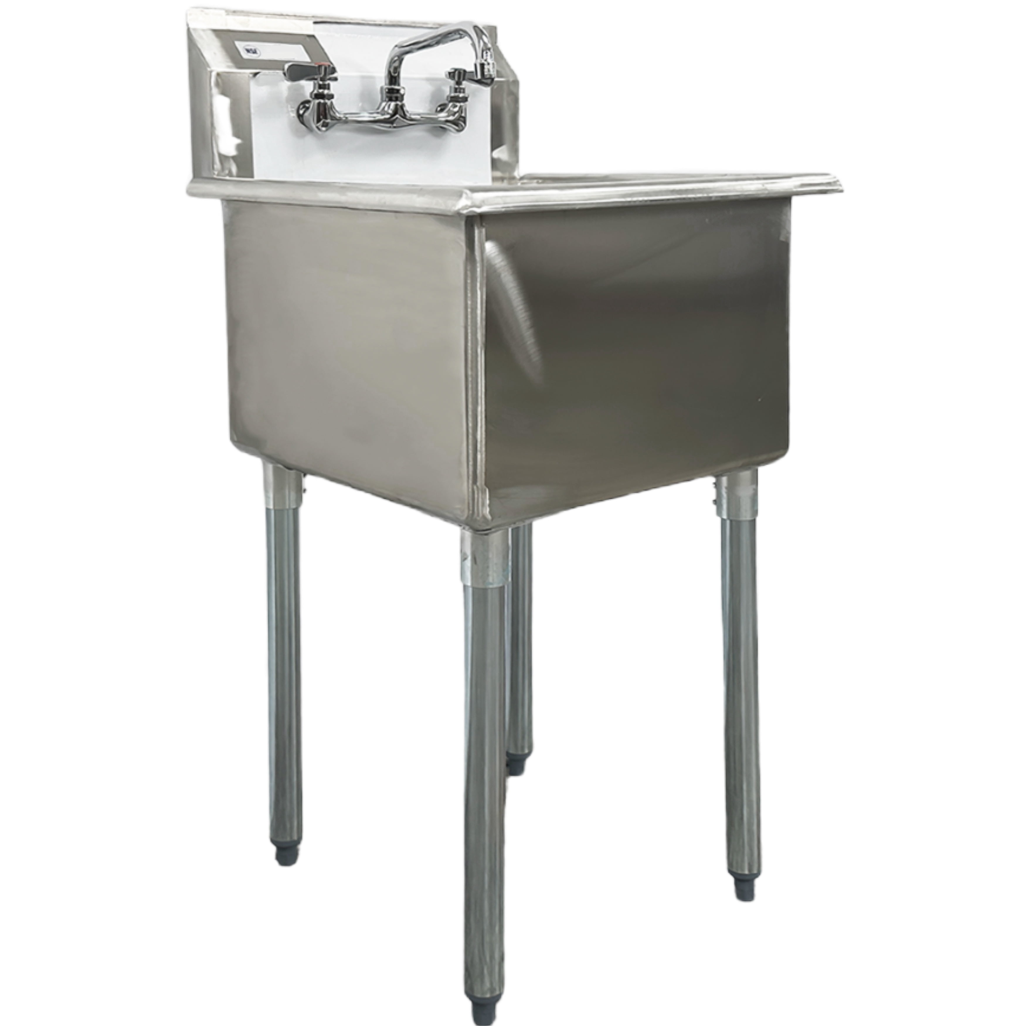 NSF 45 in. 3 Compartment Utility Sink with Faucet, Drainboard Utility Sink, Workshops Use Freestanding Sink with Legs