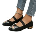 thumbnail image 4 of Willtoo Women's Fashion Butterfly Pointed Toe Embroidered Mary Jane Shoes Casual Low Heel Shoes, 4 of 6