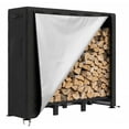 thumbnail image 1 of Heavy Duty Outdoor Firewood Rack - Durable Carbon Steel Log Holder - Adjustable Storage Organizer - Weatherproof, For Fireplace, Patio & Backyard - 4FT Firewood Rack + Waterproof Cover, 1 of 8