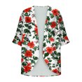 thumbnail image 3 of Cardigan à Manches Longues pour Femmes, Haut Décontracté de Plage à Imprimé Hawaïen, Tissu en Polyester, Pièce Légère Superposée, Couleur Rouge, Taille P, 3 of 6