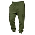 thumbnail image 5 of Men’s Heavyweight Cargo Sweatpants Elastic Waist Baggy Plaid Texture Jogger Trousers Fall Winter, 5 of 7