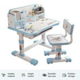 thumbnail image 3 of kluokesi Kids Functional Desk and Chair Set, Study Desk for Children with Chair,Height Adjustable Children School Study Desk with Storage Drawer for Boys Girls（Blue）, 3 of 8