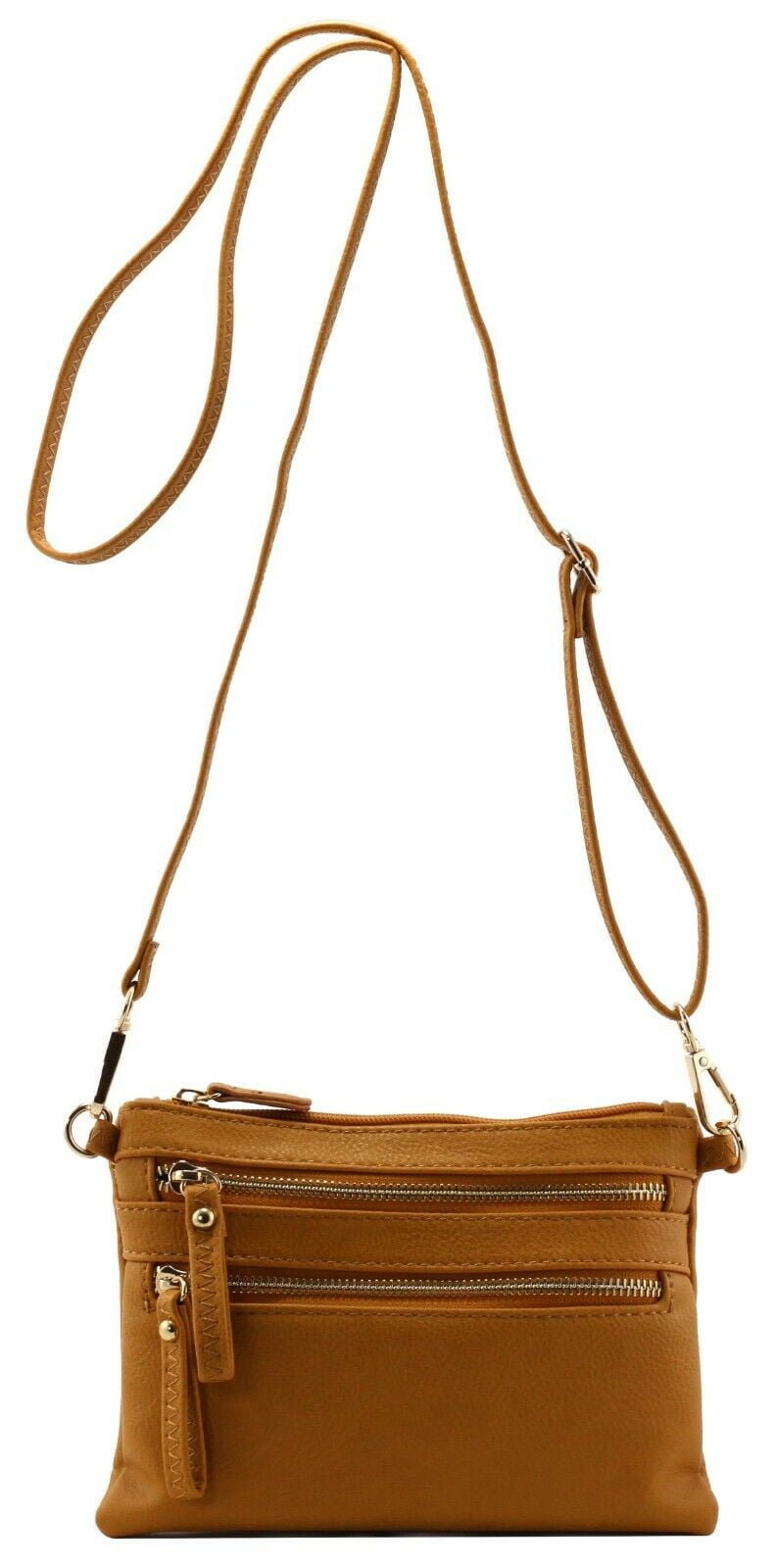 Multi Zipper Pockets Small Wristlet Crossbody Bag Travel Purse