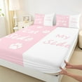 thumbnail image 3 of Homewish Kids Kawaii Cartoon Twin Sheet Sets, Pink White Couples Print Twin Fitted Sheet, Romantic Valentines Day Flat Sheet, Lightweight Room Decor, 3-Piece, 3 of 7