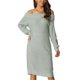 thumbnail image 2 of INSPIRE CHIC Vestido de suéter midi de punto acanalado de manga larga y hombros descubiertos para mujer en gris M, 2 of 6