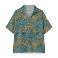 thumbnail image 5 of ClodeEU Women's Collared Print Short Sleeve V Neck Blouse,Casual Loose Fit Top Army Green,Women's Plus XXXL, 5 of 8