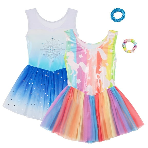 Esaierr Kids Girls Sleeveless Gymnastics Leotards 3-12 Years Girls Fashionable Mesh Dance Dresses Dancewear Costumes with Hairband for Toddlers