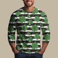 thumbnail image 7 of Men's St. Patrick's Day Henley Shirt Long Sleeve Clover Print Casual Pullover Top, 7 of 7