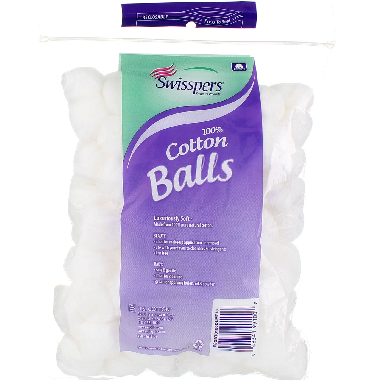 Swisspers Cotton Balls Triple Size, 100 Pack Each
