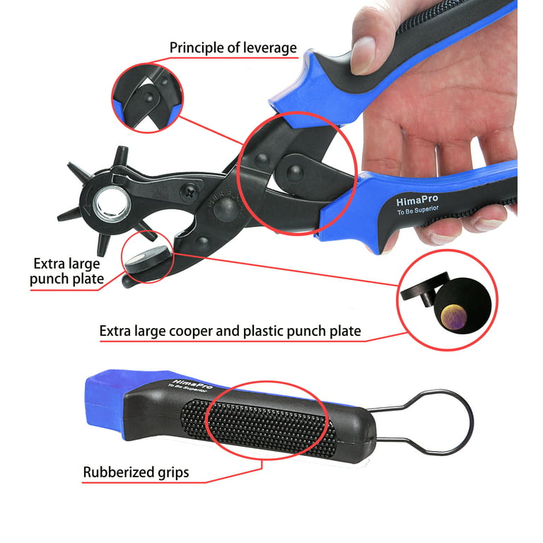 HimaPro Leather Hole Punch Rotary Puncher for Belts, Dog Collars, Saddles,  Shoes, Watch Bands 