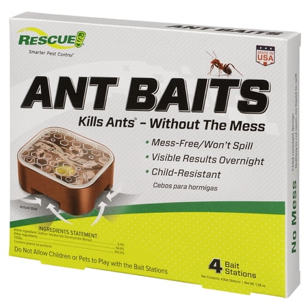 RESCUE! Indoor Ant Killer Child Resistant Bait Stations, 4 Pack