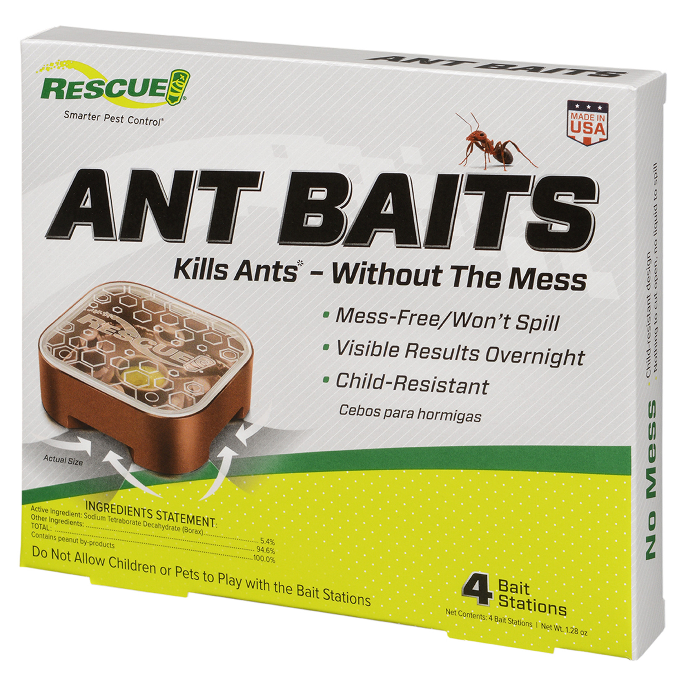 RESCUE! Indoor Ant Killer Child Resistant Bait Stations, 4-Pack