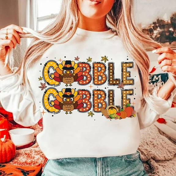 Thanksgiving Gobble Sweatshirt, Cute Turkey Shirt for Women, Fun Family Fall SWEAT Sweatshirt, Matching Holiday Outfit for Thanksgiving Celebration BO120739