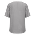 thumbnail image 5 of YMNXA Women's T Shirt Short Sleeve V Neck Solid Color Comfortable Breathable Loose Fit Tee Top For Casual Daily Wear,Grey,S, 5 of 5