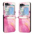 thumbnail image 3 of Compatible for Samsung Galaxy Z Flip5 Crossbody Slim Folding Case, Marble Pattern Luxury PU Leather Detachable Shoulder Strap Lanyard Shockproof Cover for Women Girls,Rose, 3 of 6