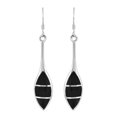 thumbnail image 1 of Teardrop Mosaic Stripes Black Onyx Inlay Sterling Silver Dangle Earrings, 1 of 5