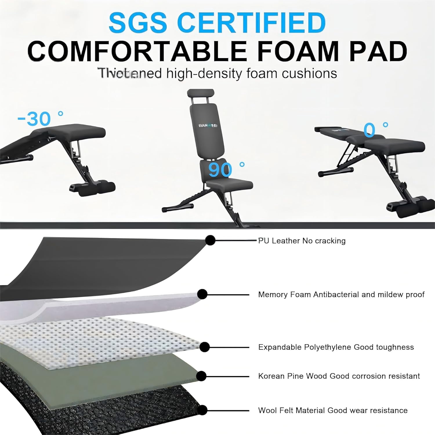 Adjustable Foldable Weight  for Home Gym, 700-800LBS Flat Incline Decline Workout  with 400+ Setups