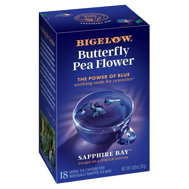 Tea Bigelow, té azul con forma de mariposa y guisante, con forma de zafiro, bahía, 108 bolsitas
