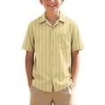 thumbnail image 2 of ZOYOEN Boys Dress Shirts with Pocket- Summer Casual Short Sleeve Striped Kids Button Down Shirts Yellow Size 14, 2 of 8