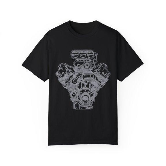 Retro Classic Car Shows Enthusiasts Graphic Gift Vintage Track Engine Illustration Men Women Unisex Garment-Dyed T-shirt