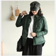 thumbnail image 3 of Chaqueta corta ligera de plumón de pato blanco con cuello de camisa artístico para mujer, de color liso, con cuello cuadrado, combinable con todo, 3 of 6