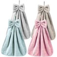 thumbnail image 1 of czcpp-4Pcs Bowknot Hanging Hand Dry Towels, Microfiber Coral Velvet Hand Towels with Hanging Loop, Super Absorbent Soft Cute Hand Towels, Hanging Hand Dry Towels for Kitchen Bathroom, 1 of 4