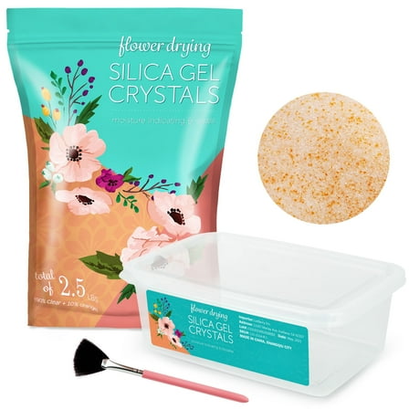 LotFancy Silica Gel Flower Drying, 2.5 LBS Color Indicating Silica Crystals, Reusable Desiccants