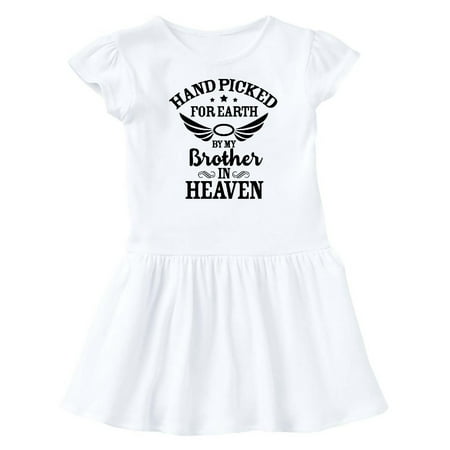 

Inktastic Handpicked for Earth By My Brother in Heaven Angel Wings Gift Baby Girl Dress