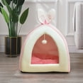 thumbnail image 6 of Pet Bed, Self-Warming 2 in 1 Cat Tent Cave for Kittens and Small Dogs, 11 x 11 x 12 inches Triangle Feline House Hut with Washable Cushion for Indoor Outdoor, Pink, 6 of 6