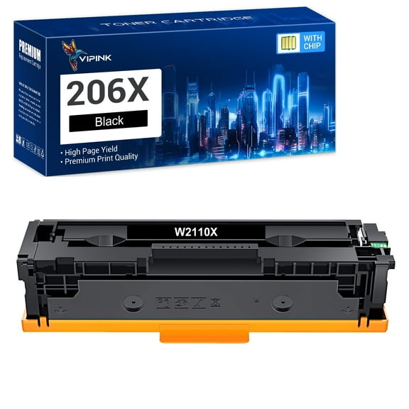 1-Pack Compatible Toner Cartridge (WITH CHIP) for HP W2110X 206X 206A Color LaserJet MF P283fdn 283cdw 283fdw, Pro M255dw M255nw Printer Black