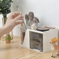 thumbnail image 7 of Desk Organizer with 2 Drawer, Rotating Pen Holder for Desk, Desk Organizers and Accessories with 6 Slots Pen Organizer + 2 Drawer for Office Home Art Supplies, 7 of 7