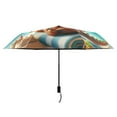 thumbnail image 2 of Cute Dinosaur on Beach Compact Sun Umbrella Windproof Travel Umbrellas for Rain Strong Portable UV Protection, 2 of 8
